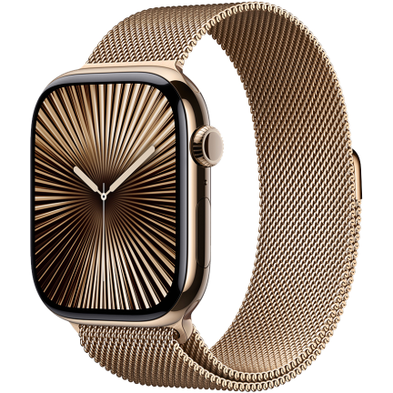 Apple Watch 10 42mm Gold Milanese Loop / Titanium Case