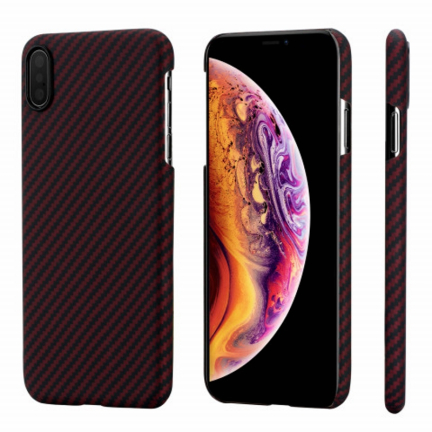 Чехол iPhone X/XS Pitaka MagEZ Case Черно-Красный(в полоску)/Кевлар (арамид)