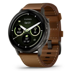 Garmin Venu 4 - 45 mm Slate with Black Silicone Band and Brown Leather Band (010-03014-03)