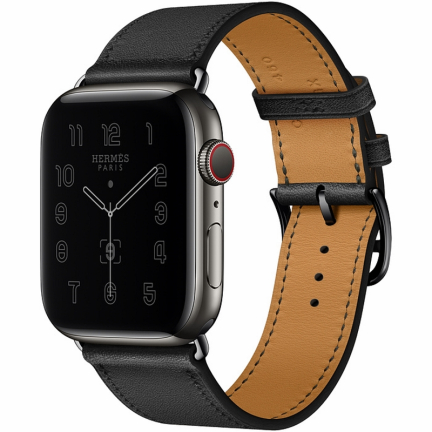 Apple Watch Hermès S6 44mm (Cellular) Space Black Stainless Steel Case / Noir Single Tour