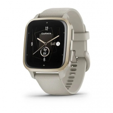 Garmin Venu Sq 2 Music Edition Cream Gold Aluminum Bezel with French Gray Case and Silicone Band