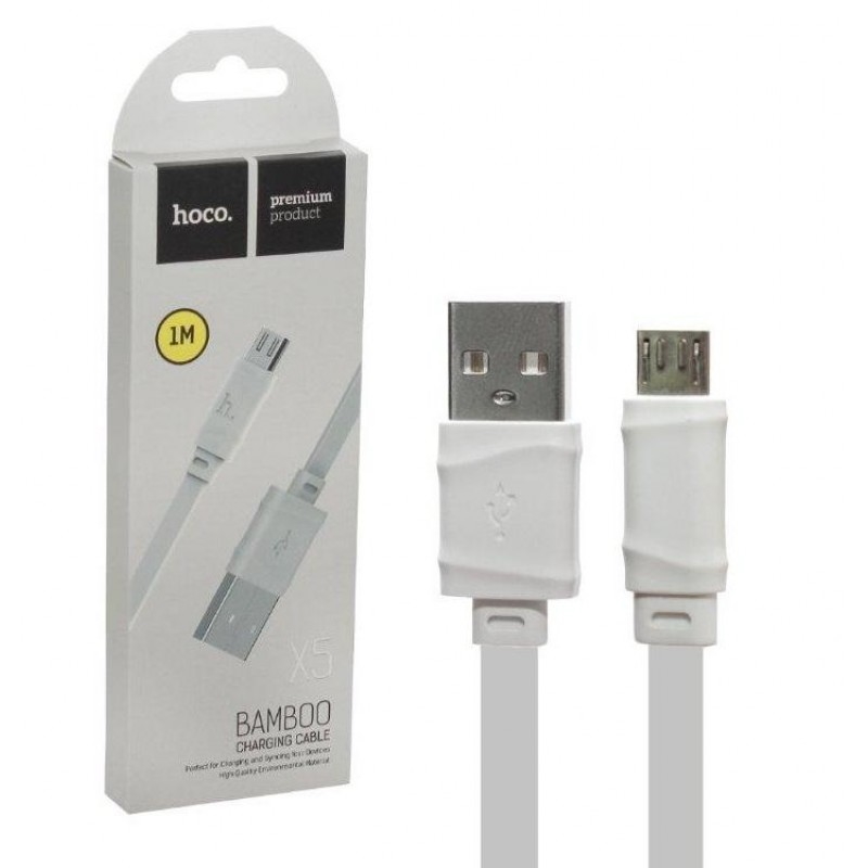 Кабель USB - MicroUSB / HOCO X5 Bamboo / 1M / Белый