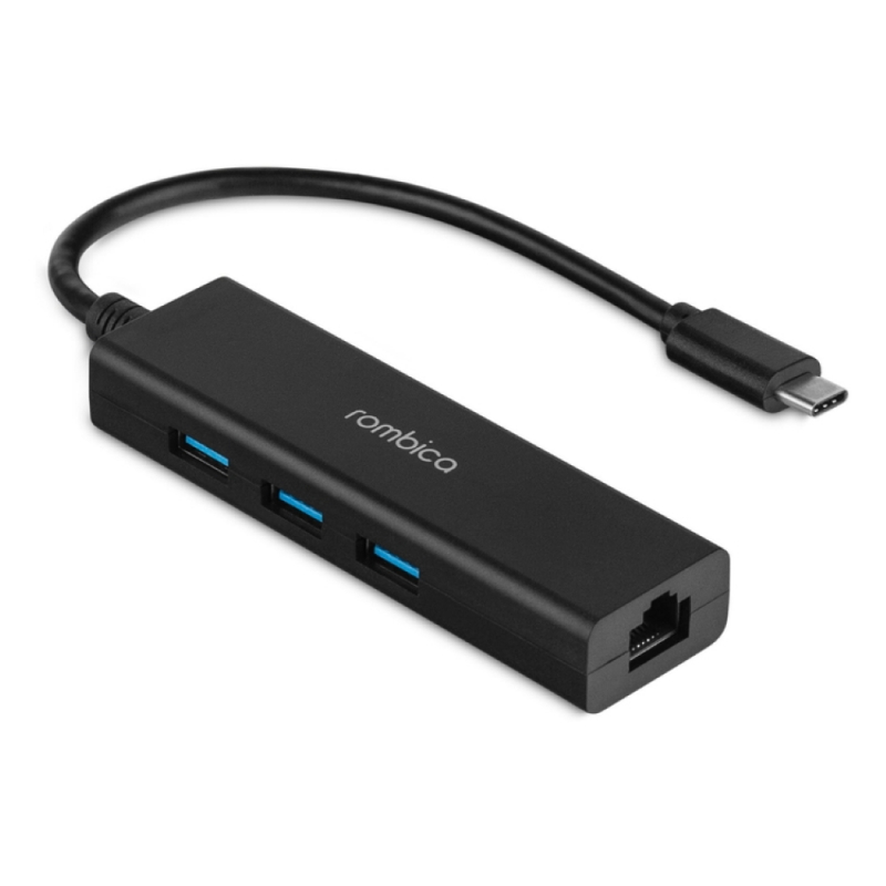 Адаптер Rombica Type-C Port 4-USB-A Black